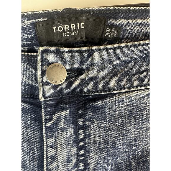 Torrid Cropped Skinny Jeans Acid Wash Mid Rise Stretch Blue Women's Plus Size 26 - Picture 5 of 11